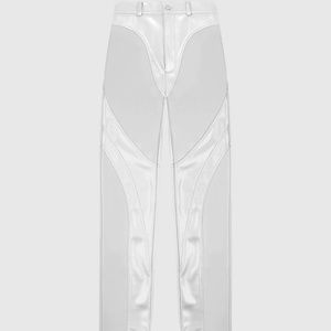 Silver vegan leather metallic trousers